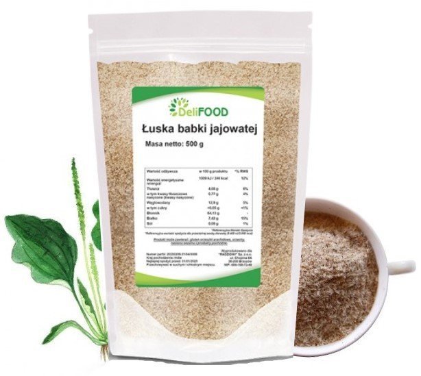 ŁUSKA BABKI JAJOWATEJ NATURALNA ODCHUDZANIE BŁONNIK 500g do CHLEBA DeliFOOD VIVIO