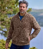 Bluzy męskie - Bluza dzianinowa z podszewką polarową Mężczyzna Atlas For Men - Kolor : Brązowy - Rozmiar : 4XL - miniaturka - grafika 1