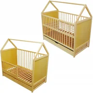 Łóżeczka i kojce - Łóżeczko dziecięce tapczanik 2w1 Jaś szuflada domek sosna 120x60 norma UE - miniaturka - grafika 1