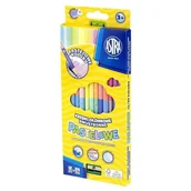 Szkolne artykuły papiernicze - Astra Kredki Ołówkowe Trójkątne Dwustronne Pastelowe Szkolne 12 Szt. 24 Kolory + Temperówka - miniaturka - grafika 1