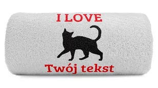 pat15.net Mały ręcznik haftowany z biegającym kotem LOVE 100x50 655 - Ręczniki - miniaturka - grafika 1
