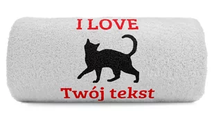 pat15.net Mały ręcznik haftowany z biegającym kotem LOVE 100x50 655 - Ręczniki pat15.net Mały ręcznik haftowany z biegającym kotem LOVE 100x50 655 - Ręczniki - miniaturka - grafika 1