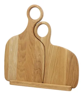 Zestaw dwóch desek dębowych impregnowanych olejowanych z podstawą ekspozycyjna - Deski do krojenia - miniaturka - grafika 1