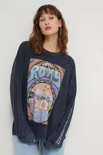 Bluzki damskie - Roxy longsleeve damski kolor czarny - grafika 1