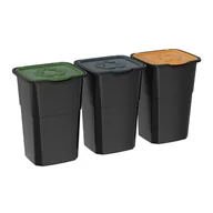 Kosze na śmieci - Kosz do segregacji odpadów Eco 3 Master 50 l, BLACK,  3 szt. - miniaturka - grafika 1