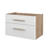 Szafki łazienkowe - Szafka łazienkowa pod umywalkę Krofam Comfy 80 cm dąb castello/biały połysk 147-0014 - miniaturka - grafika 1