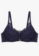 Biustonosze - Granatowy Koronkowy Biustonosz Ozdobiony Metaliczną Aplikacją Mirzedi - Renee - miniaturka - grafika 1