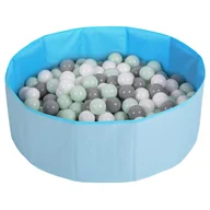 Zabawki do kąpieli - Selonis suchy basen składany bs-100x z piłeczkami 6cm niebieski: biały-szary-mięta 80x23/100piłek zabawka basen tekstylny - miniaturka - grafika 1