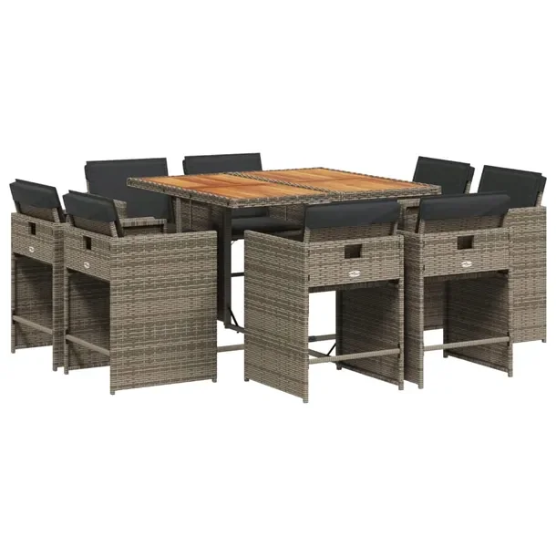 Zestaw mebli ogrodowych rattan PE 110x106x73 cm szary/brązowy