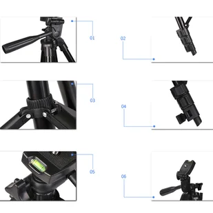 Statyw uniwersalny Alogy Tripod uchwyt do telefonu stojak 1/4 do kamer GoPro z pilot Bluetooth, pokrowiec Czarny - Statywy fotograficzne - miniaturka - grafika 8