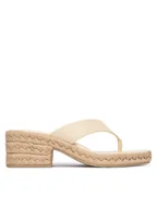 Klapki i japonki damskie - Calvin Klein Klapki Block Heel Espa 50 Thong Lth HW0HW02902 Beżowy - miniaturka - grafika 1