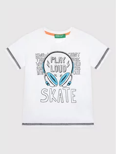 Koszulki dla chłopców - Benetton United Colors Of T-Shirt 3096C1568 Biały Regular Fit - grafika 1