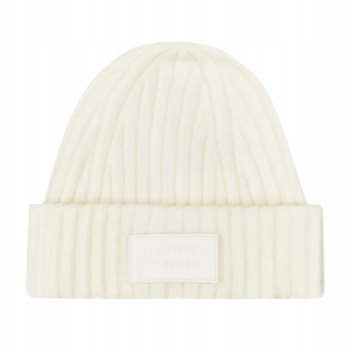 TOMMY HILFIGER CZAPKA DAMSKA Z DODATKIEM WEŁNY MODERN BEANIE KREMOWA