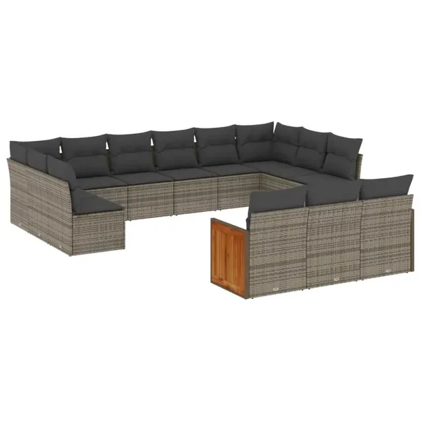 Modułowy zestaw wypoczynkowy z szarego rattanu PE, 55-62 x 62-69 cm