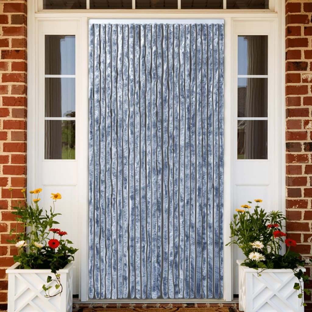 Zasłona przeciw owadom srebrna 100x220 cm szenilowa