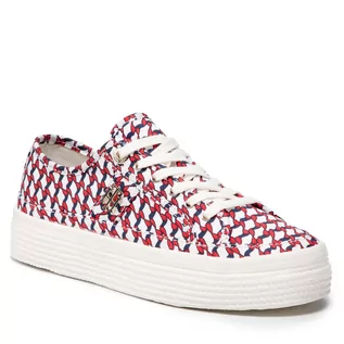 Trampki damskie - Tommy Hilfiger Tenisówki Th Corporate Vulc Sneaker FW0FW05804 Court Geometric 0K5 - grafika 1