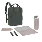 Plecaki - LÄSSIG Plecak do przewijania niemowląt, plecak z podkładką do przewijania, mocowanie do wózka dziecięcego, uchwyt na butelki wyprodukowany w sposób zrównoważony/GRE Vividal Backpack dark Olive - miniaturka - grafika 1