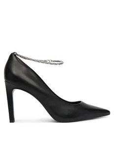Calvin Klein Szpilki Ess Stiletto Hdw Chain Lth 90 HW0HW02718 Czarny - Czółenka - miniaturka - grafika 1