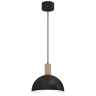 Lampy sufitowe - Luminex Single 3889 lampa wisząca zwis 1x60W E27 czarna/drewniana - miniaturka - grafika 1
