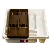 Akcesoria do sztućców - Domotti DOUBLE PODWÓJNY WKŁAD NA SZTUĆCE DO SZUFLADY 38,5 X 30,5 X 7 CM TWORZYWO SZTUCZNE BRĄZOWY 698931 698931 - miniaturka - grafika 1