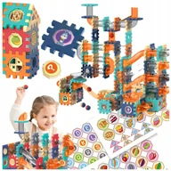 Układanki dla dzieci - KLOCKI KONSTRUKCYJNE TOR KULKOWY UKŁADANKA WAFLE KULODROM ZESTAW 335 el - miniaturka - grafika 1