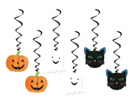 Halloween - Dekoracja wisząca świderki Duszek, Kot i Dynia - 6 szt. - miniaturka - grafika 1