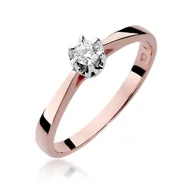Pierścionki - Złoty pierścionek Diament 0,12ct różowe złoto pr. 585 - miniaturka - grafika 1