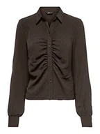 Bluzki damskie - ONLY Damska bluzka Onlmette Ls Wrinkle Short Top Noos WVN, Hot Fudge, M - miniaturka - grafika 1