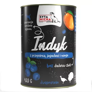 Syta Micha Karma Mokra Dla Psa Indyk Z Przepiórką, Jagodami I Mango 400G - Mokra karma dla psów Syta Micha Karma Mokra Dla Psa Indyk Z Przepiórką, Jagodami I Mango 400G - Mokra karma dla psów - miniaturka - grafika 1