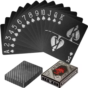 Karty Do Gry 100% Plastik - Czarne / Srebrne Poker - Zestawy do pokera - miniaturka - grafika 1