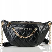 Torebki damskie - TOREBKA LISTONOSZKA NERKA SASZETKA Femestage BLACK - miniaturka - grafika 1