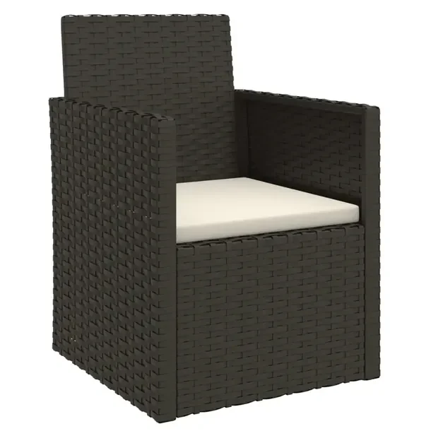 Fotel Ogrodowy z Poduszką, Rattan PE, Czarny, 53x57x75 cm