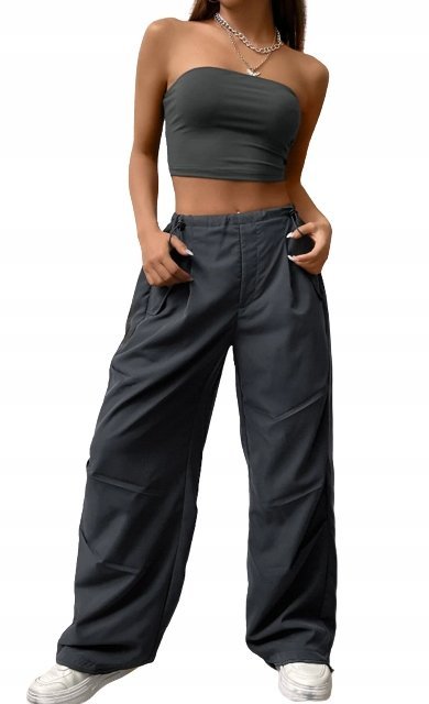 SHEIN SPODNIE DAMSKIE SZARE PROSTE CASUAL 36 V5X