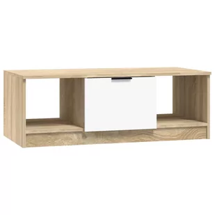 Lumarko Stolik kawowy, biel i dąb sonoma, 102x50x36 cm - Ławy i stoliki kawowe - miniaturka - grafika 3