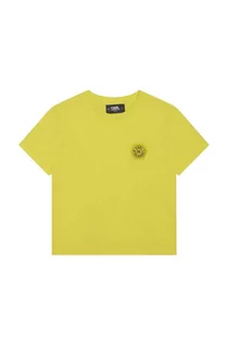 Koszulki dla dziewczynek - Karl Lagerfeld t-shirt bawełniany dziecięcy kolor żółty z nadrukiem - grafika 1