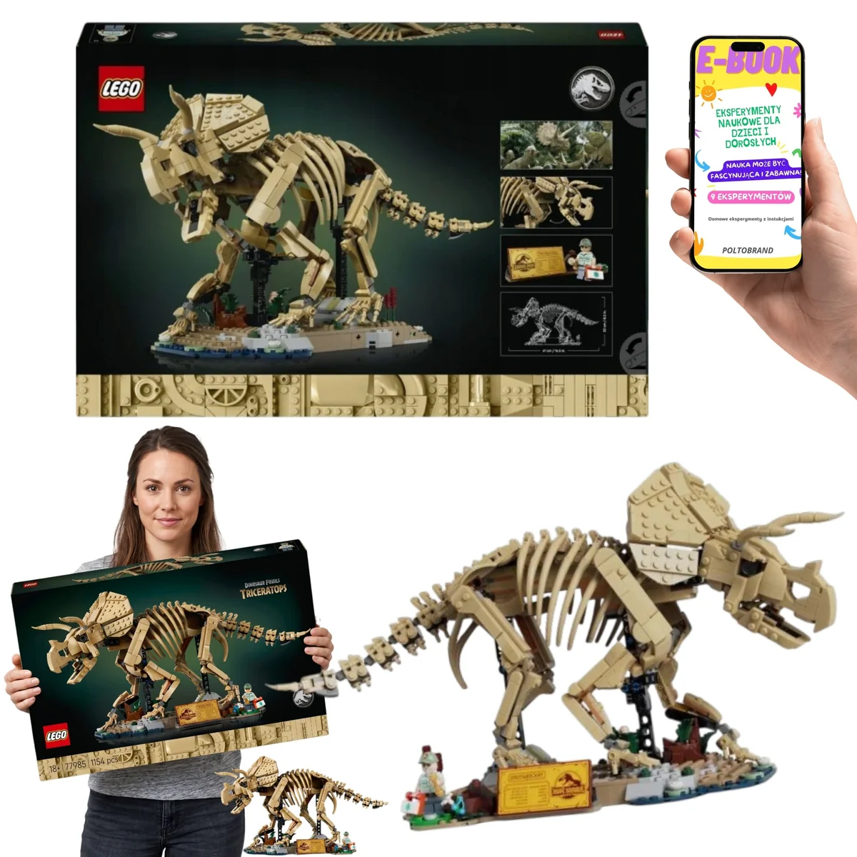 LEGO Jurassic World Triceratops 77985 Szkielet Dinozaura Model Kolekcjonerski Prezent Dla Kolekcjonera