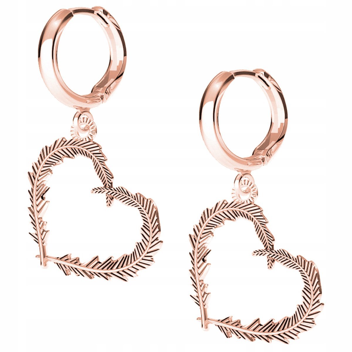 Kolczyki Serce Serduszko różowe złoto 925