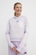 Bluzy damskie - The North Face bluza bawełniana damska kolor fioletowy z kapturem z nadrukiem NF0A87EXPMI1 - miniaturka - grafika 1