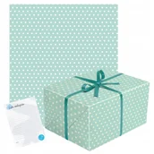 Scrapbooking - Papier do PAKOWANIA prezentów URODZINY PREZENTOWY kropki MIĘTOWE 70x200cm - miniaturka - grafika 1