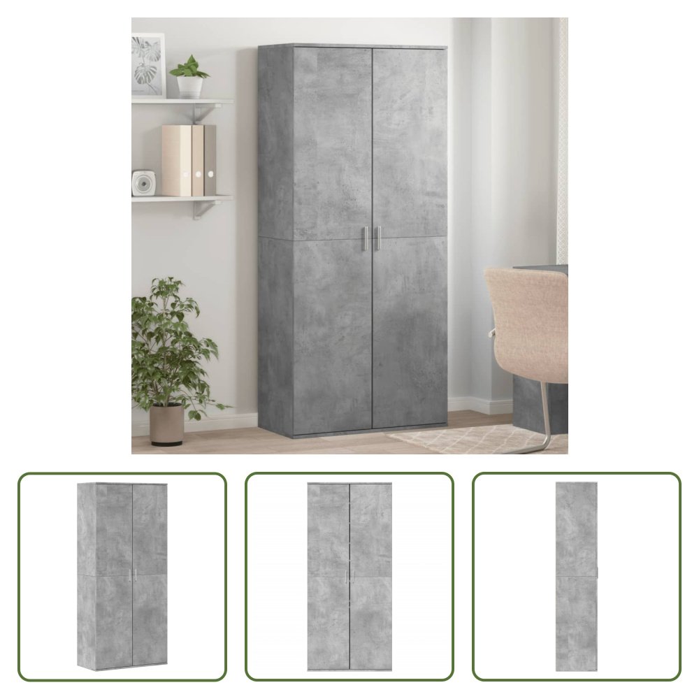 The Living Store Szafka na buty betonowa szara 80x39x178 cm materiał drewnopochodny