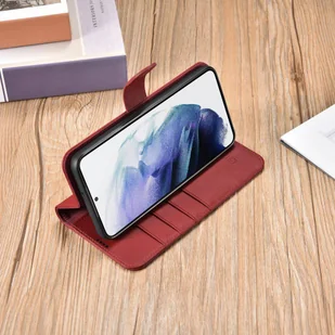 iCarer Haitang Leather Wallet Case skórzane etui do Samsung Galaxy S22+ (S22 Plus) portfel obudowa pokrowiec czerwony (AKSM05RD) - Etui i futerały do telefonów - miniaturka - grafika 13