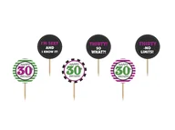 Urodziny dla dorosłych - Party Deco Pikery na tort Trzydziestka - 6 szt. KPM13 - miniaturka - grafika 1