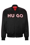 Kurtki męskie - HUGO Męska kurtka bomberka Balix2311 Relaxed-Fit z satyny z wyszywanym logo, czarny (Black1), XXL - miniaturka - grafika 1