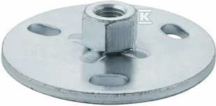 Płytka montażowa z mufą gwintowaną M10, gwint wewnętrzny, okrągła o średnicy 7cm, 3 otwory, stalowa ocynkowana (kanalizacja HDPE) - Akcesoria hydrauliczne - miniaturka - grafika 1