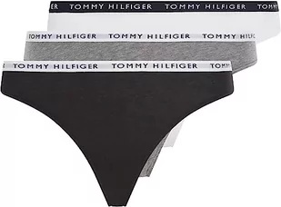Tommy Hilfiger Zestaw 3 Stringi damskie 3 PK Stringi ze stretchem, Medium Grey Htr/Biały/Czarny, XS - Majtki damskie - miniaturka - grafika 1