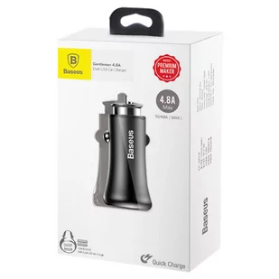 Baseus Gentleman uniwersalna ładowarka samochodowa 2x USB 4.8A czarny (CCALL-GB01) - Ładowarki samochodowe - miniaturka - grafika 10