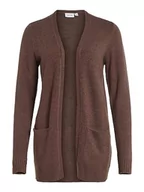 Swetry damskie - Vila Damski kardigan Viril Open L/S Knit Cardigan-Noos, Shaved Chocolate/Szczegóły: dark melange, L - miniaturka - grafika 1