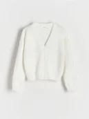 Swetry dla dziewczynek - Reserved - Dzianinowy kardigan - biały - miniaturka - grafika 1