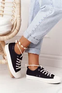 Trampki damskie - Damskie Trampki Ze Sznurkiem BIG STAR FF274184 Czarne-37 - miniaturka - grafika 1