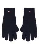 Rękawiczki - Tommy Hilfiger Rękawiczki Damskie Flag Fluffy AW0AW17797 Granatowy - miniaturka - grafika 1